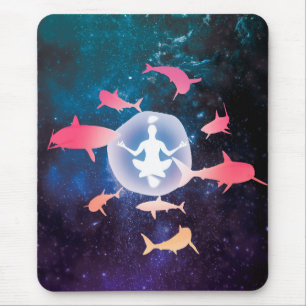 Alfombrilla De Ratón Tiburones espaciales y arte de meditación