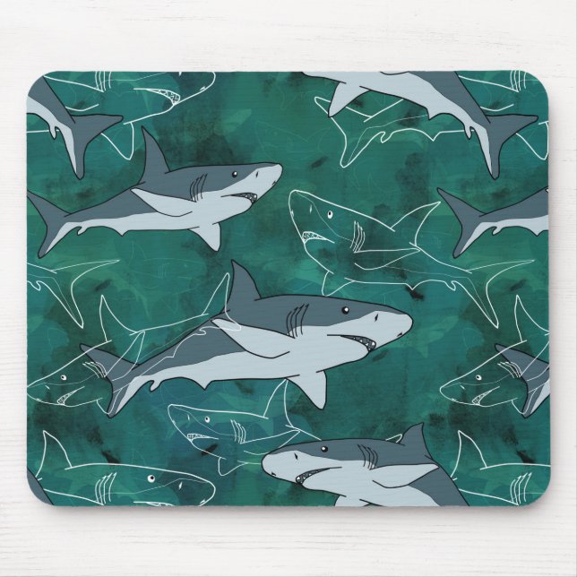 Alfombrilla De Ratón Tiburones, marinos, marinos, peces, depredadores,  (Frente)