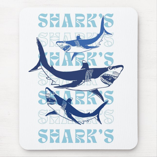 ALFOMBRILLA DE RATÓN TIBURONES, TIBURONES, ESTILO (Frente)
