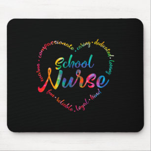 Alfombrilla De Ratón Tie Dye School Enfermero Corazón Palabra Enfermerí