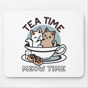 Alfombrilla De Ratón Tiempo de embutido de té - Diseño de gato y té lin