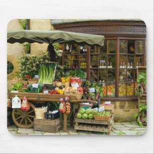 Alfombrilla De Ratón Tienda de aldea inglesa con colores de frutas y ve