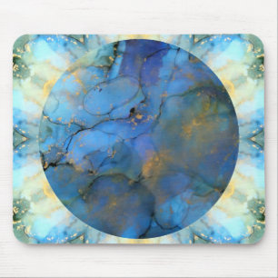 Alfombrilla De Ratón tierra de la oreja cifi abstracta de oro azul