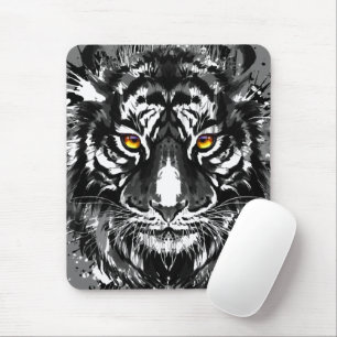 Alfombrilla De Ratón Tiger Mousepad Dibujo de tigres negros y blancos