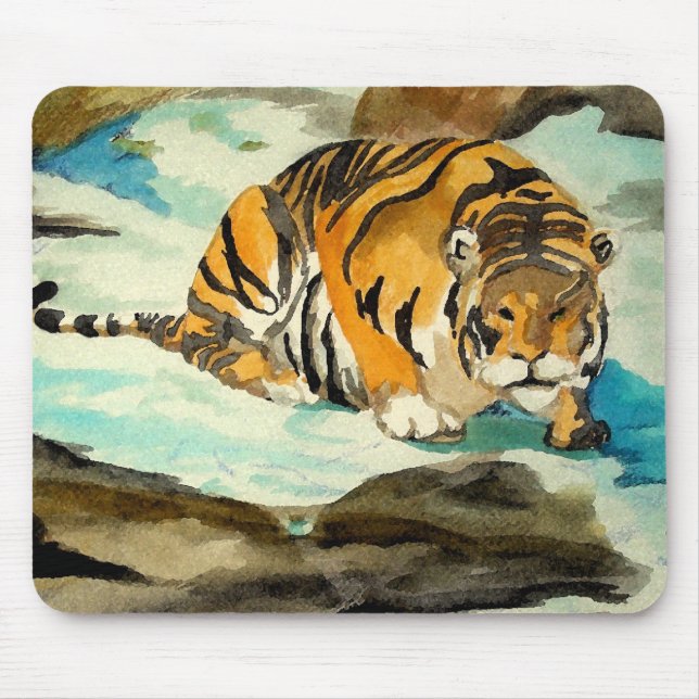 Alfombrilla De Ratón Tigre acuarela (Frente)