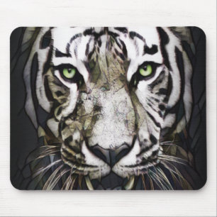 Alfombrilla De Ratón Tigre blanco de vidrio templado