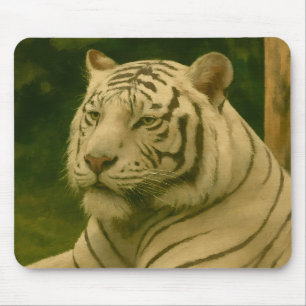 Alfombrilla De Ratón Tigre blanco descansando en la sombra de Woodland