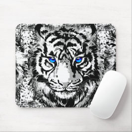 Alfombrilla De Ratón Tigre blanco siberiano - Mousepad de ojos azules t