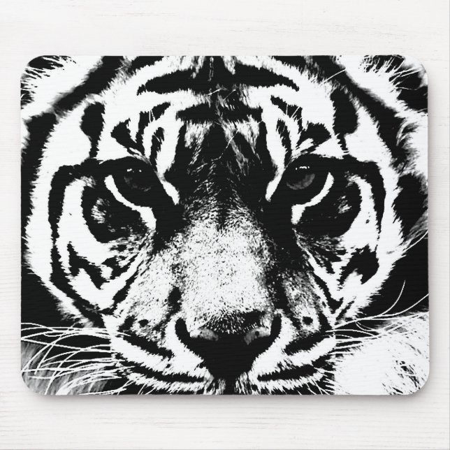 Alfombrilla De Ratón Tigre blanco y negro (Frente)
