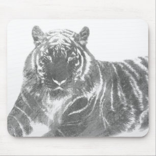 Alfombrilla De Ratón Tigre blanco y negro