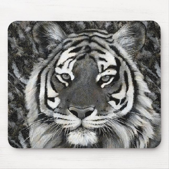 Alfombrilla De Ratón Tigre blanco y negro Mousepad (Frente)