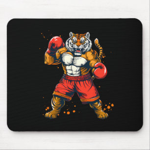Alfombrilla De Ratón Tigre boxeando con guantes de boxeo Kickboxing Div