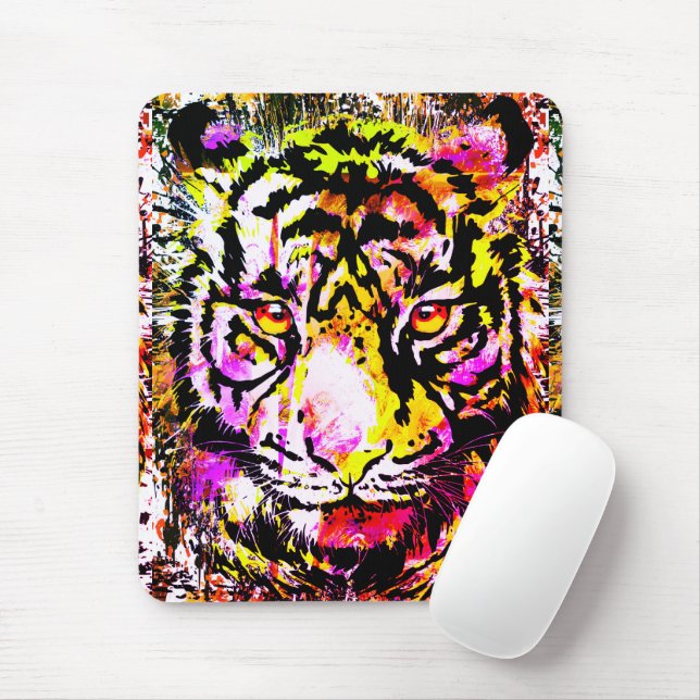 Alfombrilla De Ratón Tigre de cosecha - Gatos grandes de tigre - Animal (Con ratón)