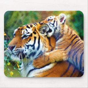 Alfombrilla De Ratón Tigre de la madre con el bebé el subir de Cub y