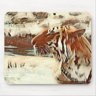 Alfombrilla De Ratón tigre de natación de colores cálidos