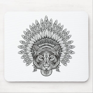 Alfombrilla De Ratón Tigre dibujado mano en estilo