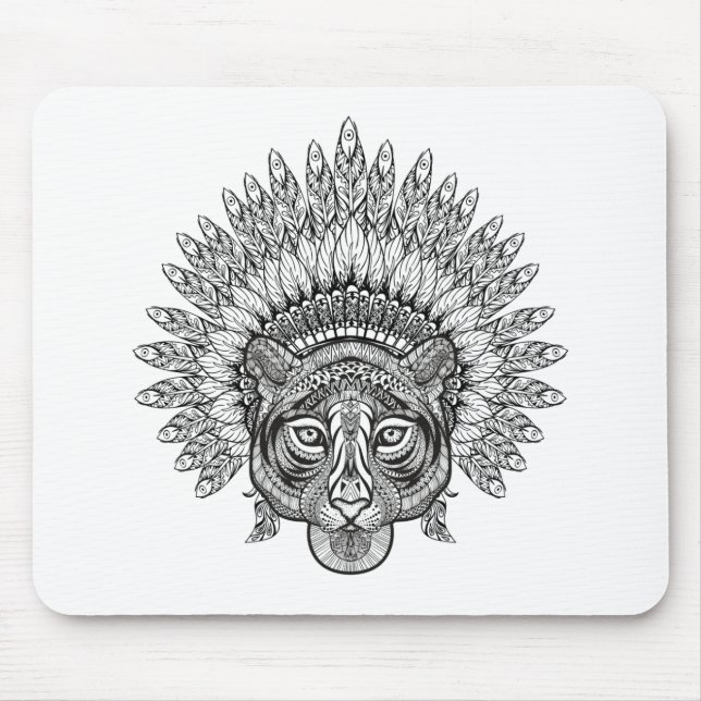 Alfombrilla De Ratón Tigre dibujado mano en estilo (Frente)