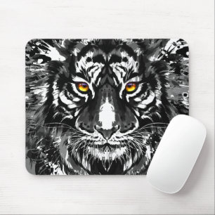 Alfombrilla De Ratón Tigre Mousepad - Dibujo de tigre blanco y negro