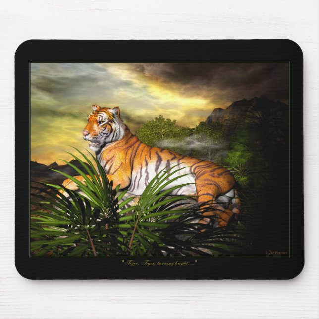 Alfombrilla De Ratón Tigre, tigre, Mousepad brillante ardiendo (Frente)
