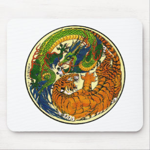 Alfombrilla De Ratón Tigre y dragón Yin Yang