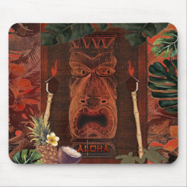 Alfombrilla De Ratón Tiki Aloha Hawaiano Rústico Tropical Vintage Isla