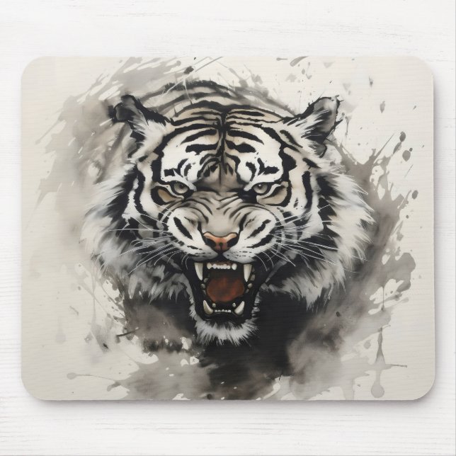 Alfombrilla De Ratón Tinta de tigre ruidosa (Frente)