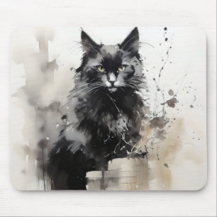 Alfombrilla De Ratón Tinta natural de animales de gato negro