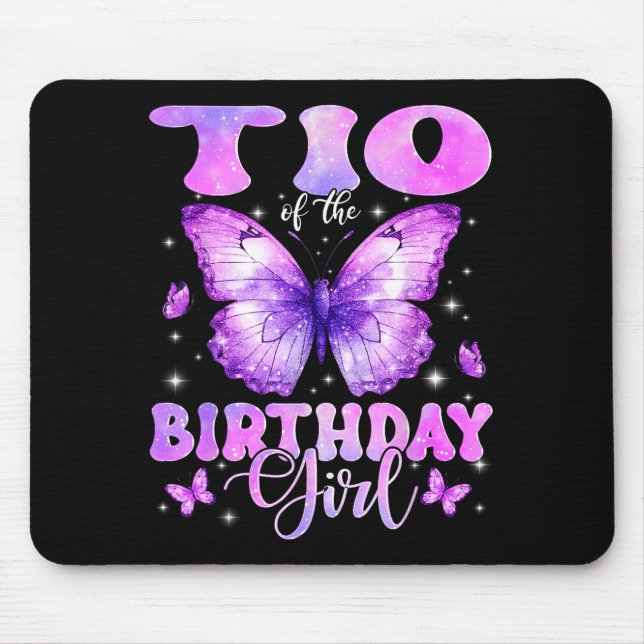 Alfombrilla De Ratón Tio Of The Birthday Girl Butterfly Funny Family  (Frente)