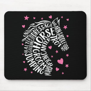 Alfombrilla De Ratón Tipografía de caballos Palabra Chicas ecuestres de
