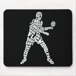 Alfombrilla De Ratón Tipografía de tenis de mesa Ping Pong Word Art