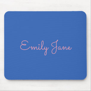 Alfombrilla De Ratón Tipografía simple personalizada en rosa y azul