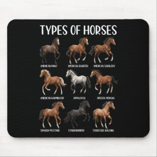 Alfombrilla De Ratón Tipos de Caballo Shirt Gracioso Raza de Caballo