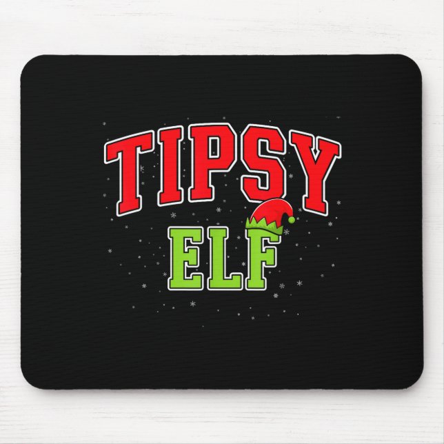 Alfombrilla De Ratón Tipsy Elf Christmas Family Matching Group Xmas  (Frente)