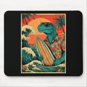Alfombrilla De Ratón Tiranozo Tiki Hawaiano Verano Retro Surf Dinosa