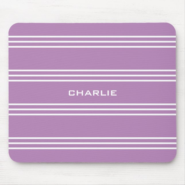 Alfombrilla De Ratón Tiras de Lilac personalizado monogramo mousepad (Frente)