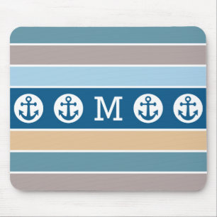 Alfombrilla De Ratón Tiras náuticas personalizado monogramo mousepad
