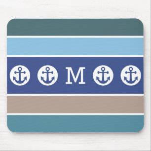 Alfombrilla De Ratón Tiras náuticas personalizado monogramo mousepad