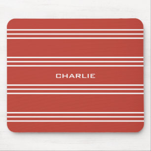 Alfombrilla De Ratón Tiras rojas de tomate personalizado monogramo mous