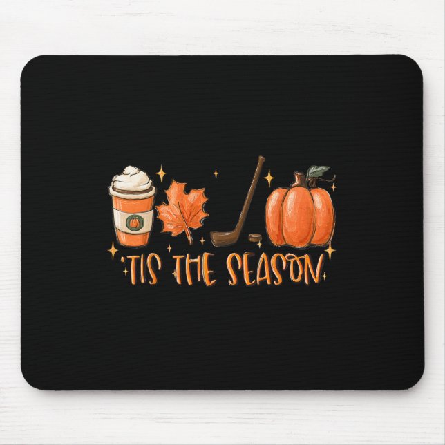 Alfombrilla De Ratón Tis The Season Hockey Latte Leaves Hello Pumpkin H (Frente)