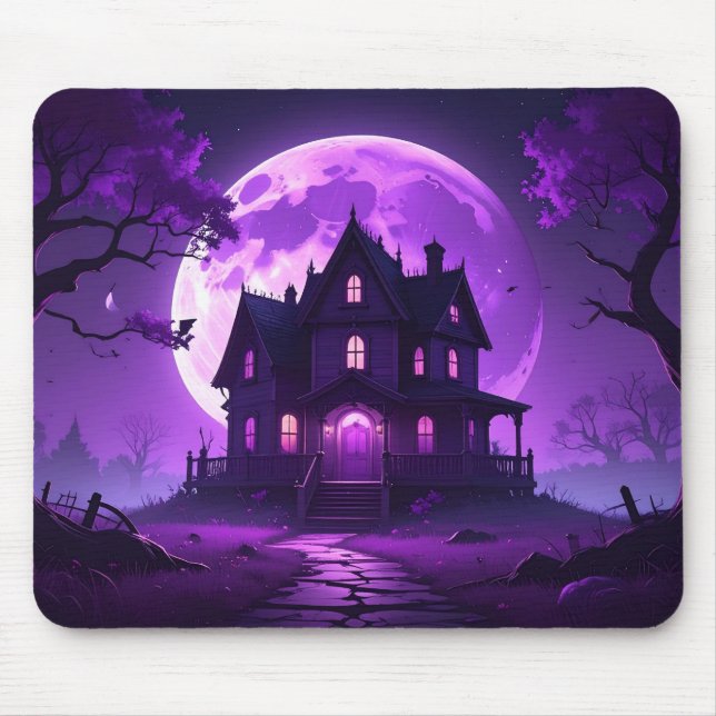 Alfombrilla De Ratón Title: Purple Moon Haunted Mansion Mousepad (Frente)