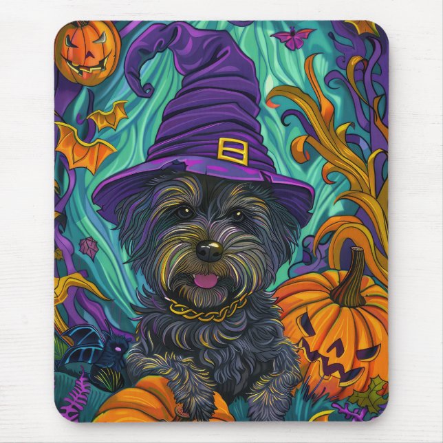Alfombrilla De Ratón Tocante calabaza de bruja de perro terrible tibeta (Frente)