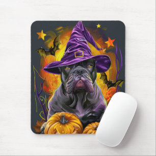 Alfombrilla De Ratón Tocante Cane Corso Perro Halloween Bruja Y Calabaz