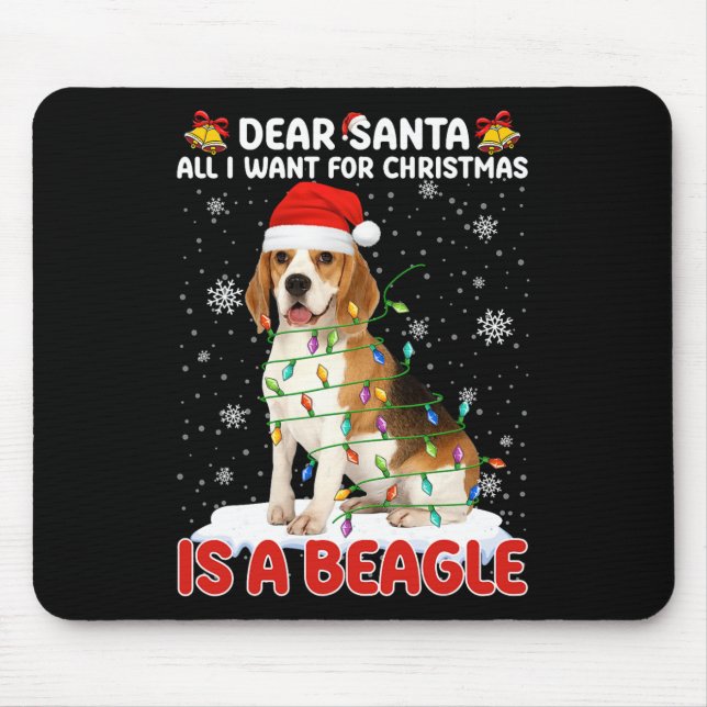 Alfombrilla De Ratón Todo Lo Que Quiero De Los Navidades Es Beagle Sant (Frente)