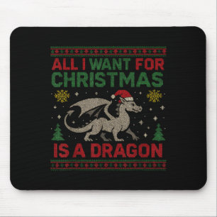 Alfombrilla De Ratón Todo lo que quiero para Navidad es un dragón y lib