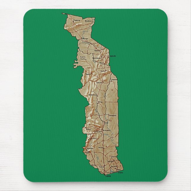 Alfombrilla De Ratón Togo Mapa Mousepad (Frente)