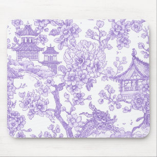 Alfombrilla De Ratón Toile de Chinoiserie Púrpura Dragón Flor de Cerezo
