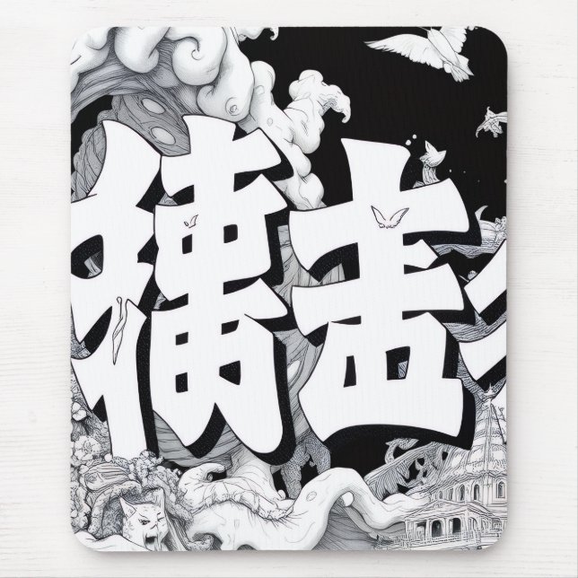 Alfombrilla De Ratón Tokio Blanco y Negro (Frente)