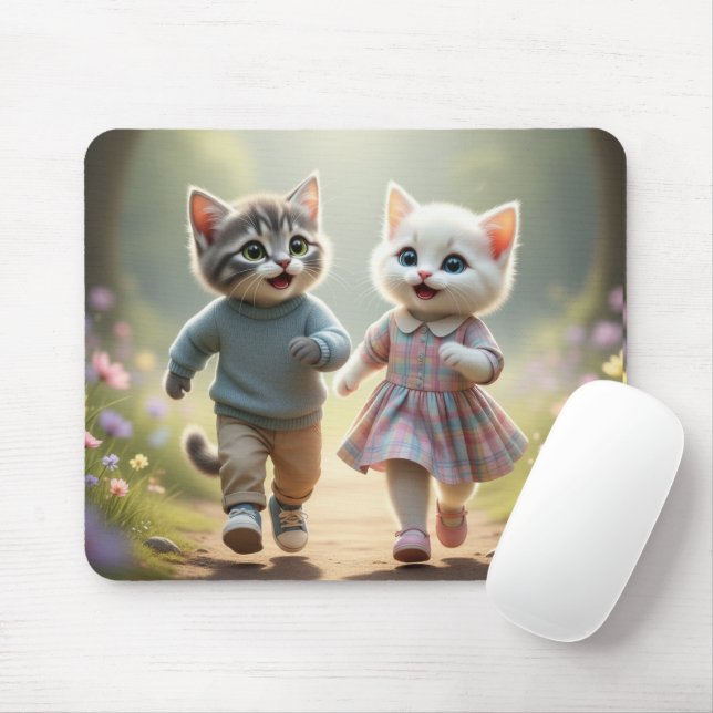 Alfombrilla De Ratón Tom & Luna Mouse Pad, Cute Cat Desk Mat (Con ratón)