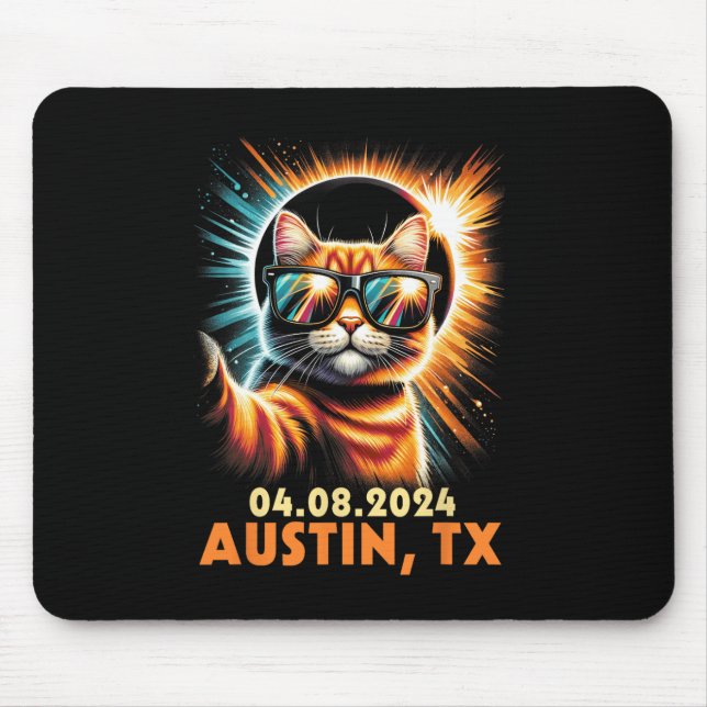Alfombrilla De Ratón Tomando Un Eclipse Solar Total Selfie 2024 Austin  (Frente)