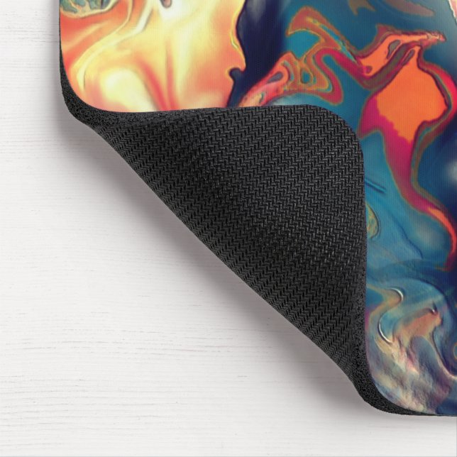 Alfombrilla De Ratón Tonos azul y rojo manchados, pintura satinada digi (Esquina)